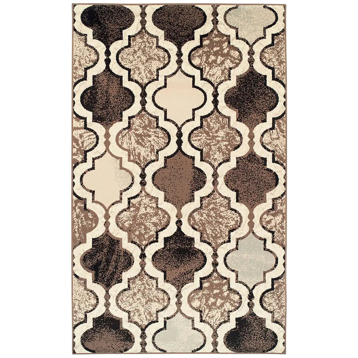 6' X 9' Ivory Quatrefoil Power Loom Distressed Stain Resistant Area Rug - Homeroots - Flyclothing LLC