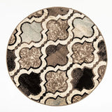 8' Round Ivory Round Quatrefoil Power Loom Distressed Stain Resistant Area Rug - Homeroots