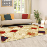 8' X 10' Beige Quatrefoil Power Loom Distressed Stain Resistant Area Rug - Homeroots - Flyclothing LLC