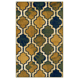 8' X 10' Green Quatrefoil Power Loom Distressed Stain Resistant Area Rug - Homeroots