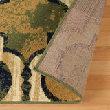 8' X 10' Green Quatrefoil Power Loom Distressed Stain Resistant Area Rug - Homeroots
