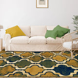 8' X 10' Green Quatrefoil Power Loom Distressed Stain Resistant Area Rug - Homeroots - Flyclothing LLC