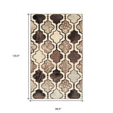 8' X 10' Ivory Quatrefoil Power Loom Distressed Stain Resistant Area Rug - Homeroots - Flyclothing LLC
