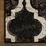 8' Square Chocolate Square Quatrefoil Power Loom Distressed Stain Resistant Area Rug - Homeroots