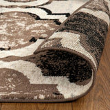 8' Square Ivory Square Quatrefoil Power Loom Distressed Stain Resistant Area Rug - Homeroots