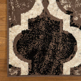 8' Square Ivory Square Quatrefoil Power Loom Distressed Stain Resistant Area Rug - Homeroots