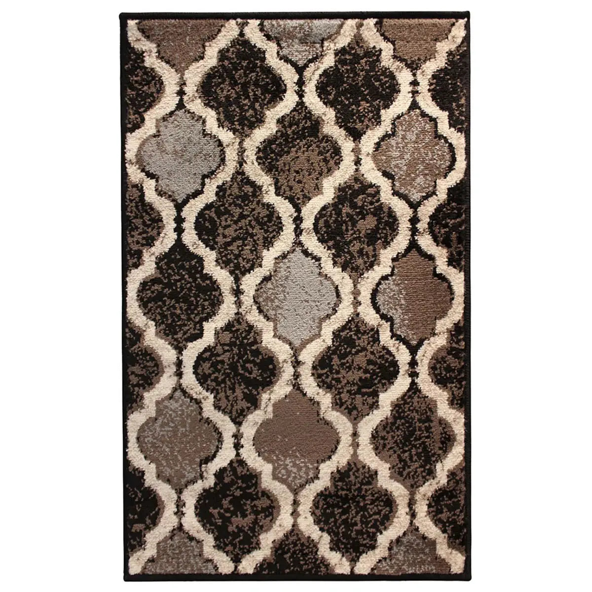 9' X 12' Chocolate Quatrefoil Power Loom Distressed Stain Resistant Area Rug - Homeroots - Flyclothing LLC