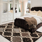 9' X 12' Chocolate Quatrefoil Power Loom Distressed Stain Resistant Area Rug - Homeroots - Flyclothing LLC