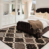 9' X 12' Chocolate Quatrefoil Power Loom Distressed Stain Resistant Area Rug - Homeroots - Flyclothing LLC