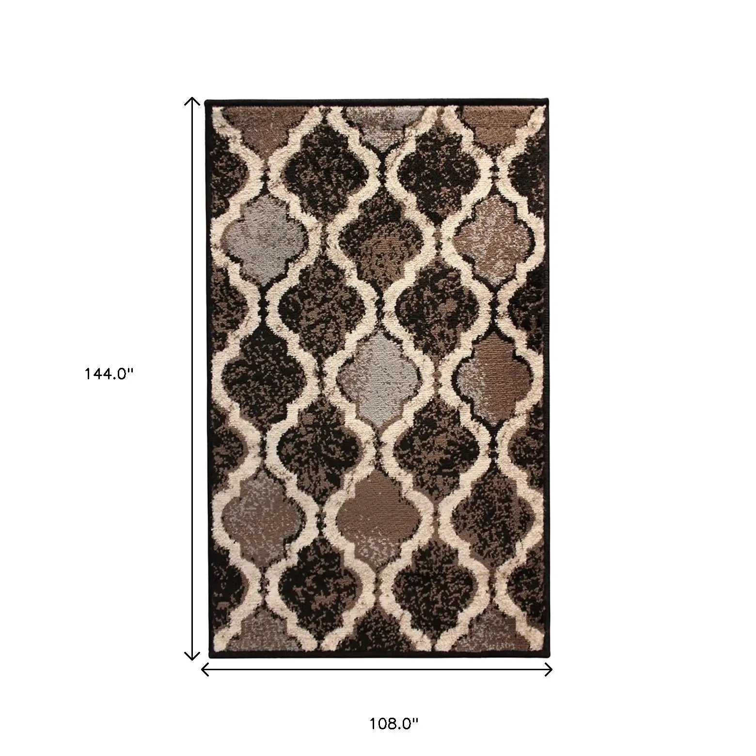 9' X 12' Chocolate Quatrefoil Power Loom Distressed Stain Resistant Area Rug - Homeroots - Flyclothing LLC