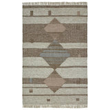 5' X 8' Grey Geometric Flatweave Handmade Stain Resistant Area Rug With Fringe - Homeroots