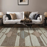 5' X 8' Grey Geometric Flatweave Handmade Stain Resistant Area Rug With Fringe - Homeroots