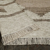 5' X 8' Grey Geometric Flatweave Handmade Stain Resistant Area Rug With Fringe - Homeroots