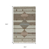 5' X 8' Grey Geometric Flatweave Handmade Stain Resistant Area Rug With Fringe - Homeroots - Flyclothing LLC