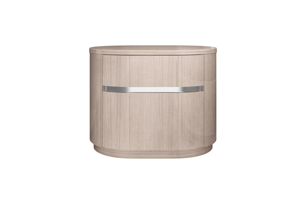 22" Beige Two Drawer Oval Nightstand - Homeroots