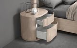 22" Beige Two Drawer Oval Nightstand - Homeroots