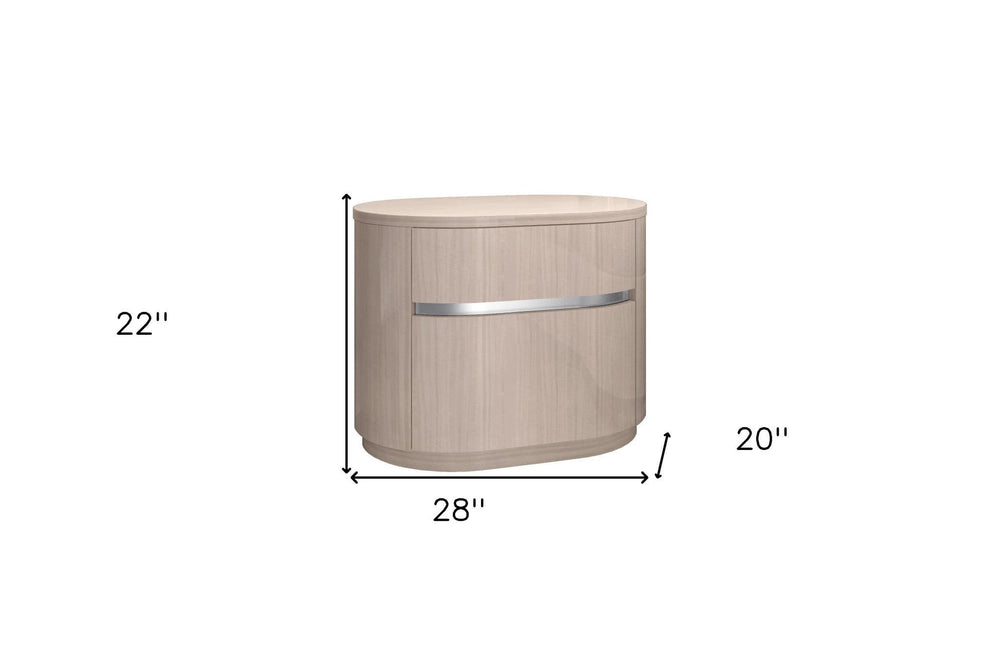 22" Beige Two Drawer Oval Nightstand - Homeroots - Flyclothing LLC