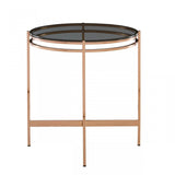 22" Rosegold And Smoke Glass Geo Round End Table - Homeroots