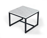 15" Black And White Stone And Metal Square End Table - Homeroots - Flyclothing LLC