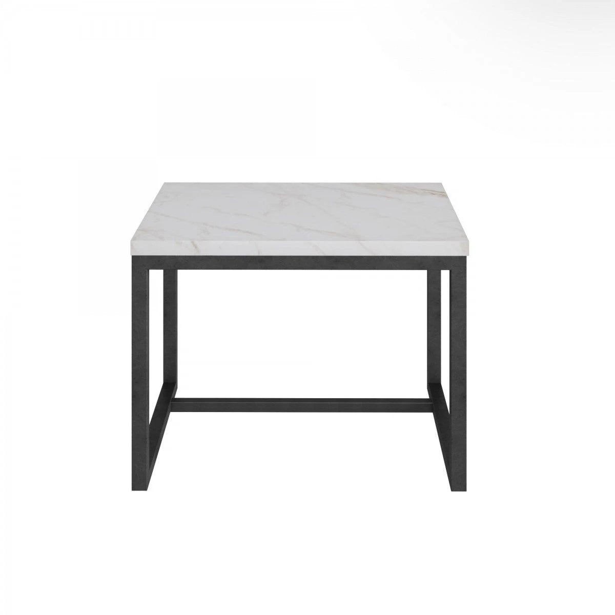 15" Black And White Stone And Metal Square End Table - Homeroots - Flyclothing LLC