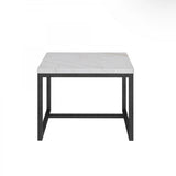 15" Black And White Stone And Metal Square End Table - Homeroots - Flyclothing LLC