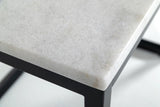15" Black And White Stone And Metal Square End Table - Homeroots - Flyclothing LLC
