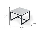15" Black And White Stone And Metal Square End Table - Homeroots - Flyclothing LLC