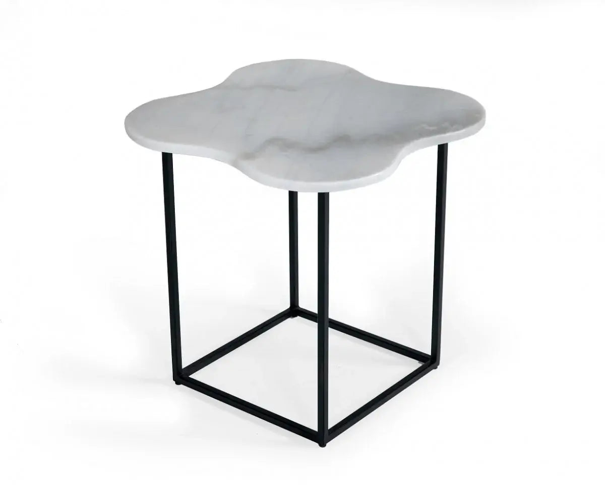 15" Black And White Marble Free Form End Table - Homeroots - Flyclothing LLC