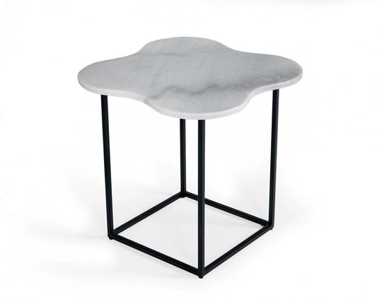 15" Black And White Marble Free Form End Table - Homeroots