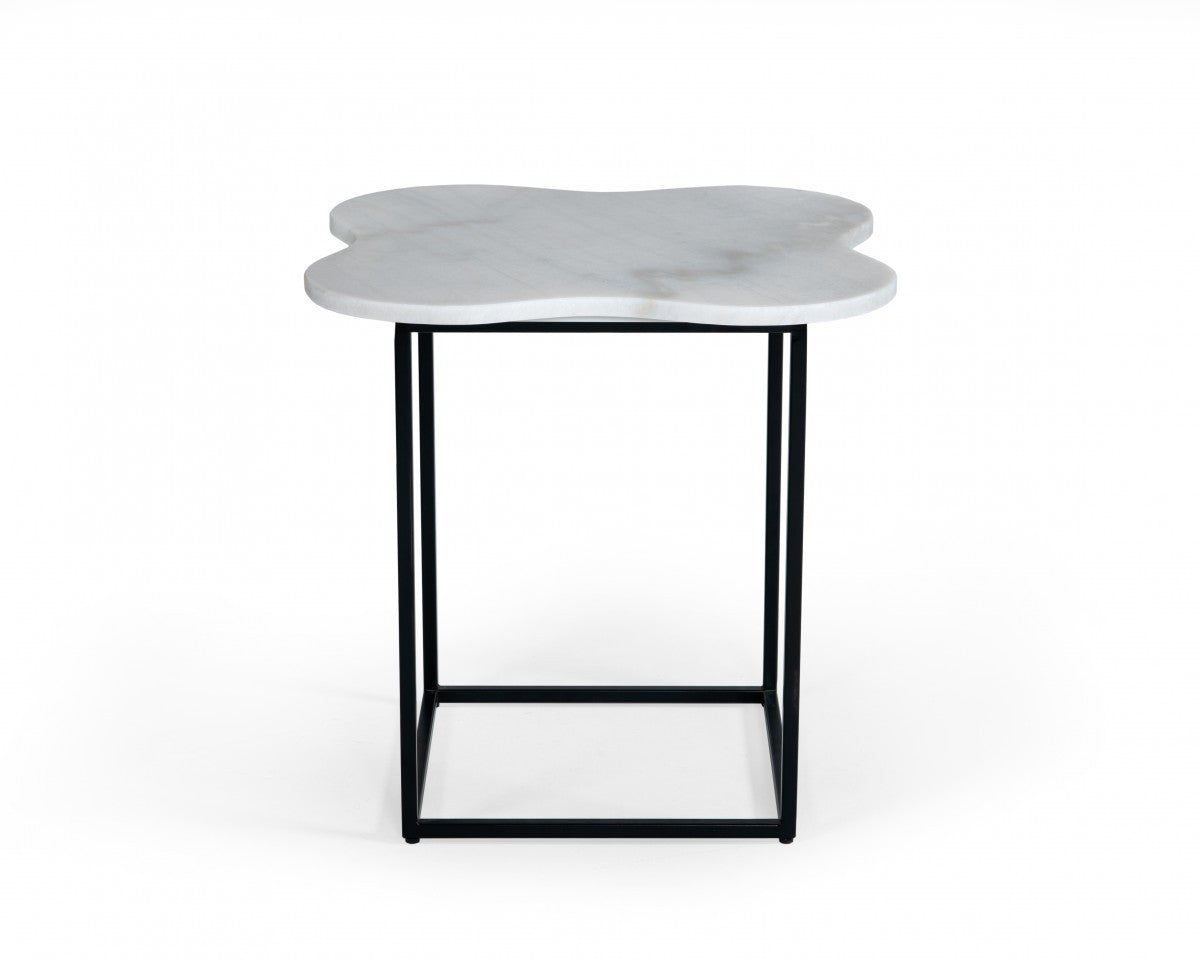 15" Black And White Marble Free Form End Table - Homeroots - Flyclothing LLC