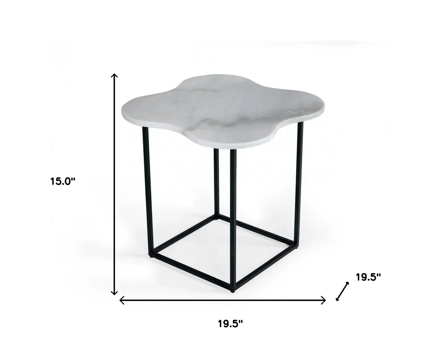 15" Black And White Marble Free Form End Table - Homeroots - Flyclothing LLC