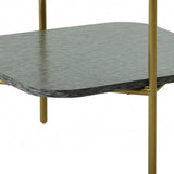 20" Gold And Clear Glass And Metal Square End Table With Shelf - Homeroots