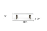 95" White And Gray Stainless Steel Dining Table - Homeroots - Flyclothing LLC
