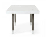 95" White And Gray Stainless Steel Dining Table - Homeroots - Flyclothing LLC