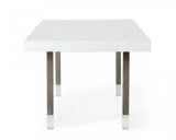 95" White And Gray Stainless Steel Dining Table - Homeroots