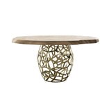 47" Acacia Live Edge Rounded Solid Wood And Brass Dining Table - Homeroots
