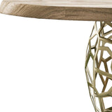 47" Acacia Live Edge Rounded Solid Wood And Brass Dining Table - Homeroots