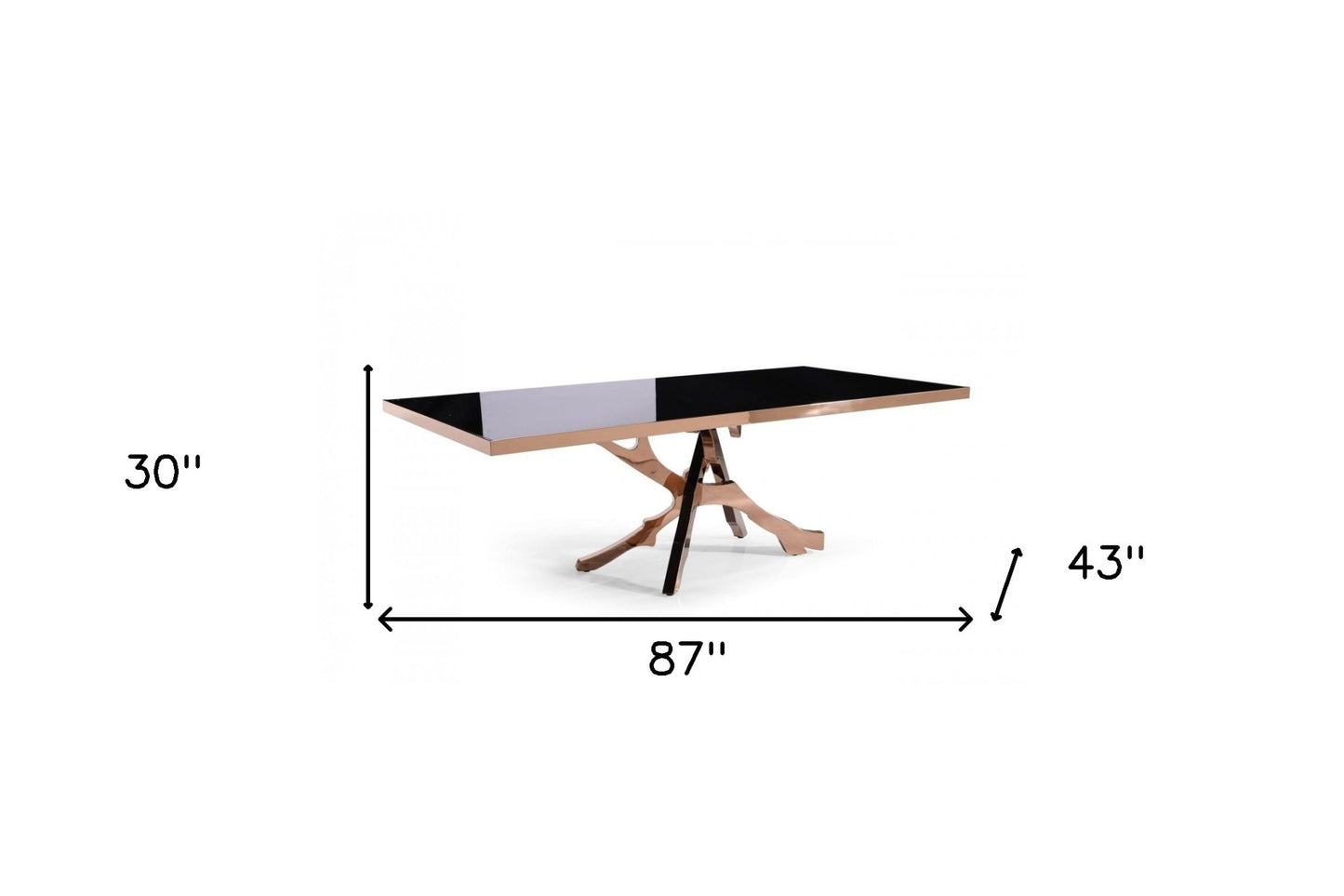 87" Black And Gold Glass And Stainless Steel Pedestal Base Dining Table - Homeroots - Flyclothing LLC