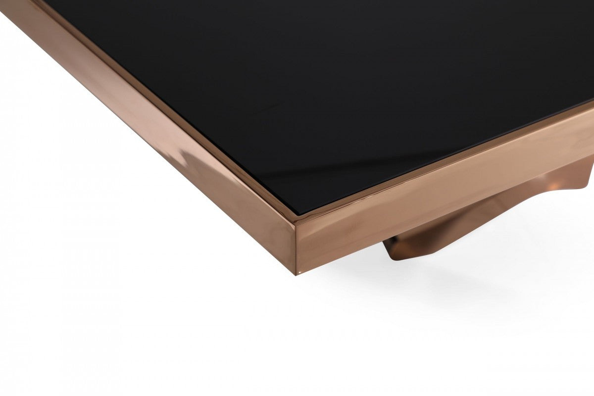 87" Black And Gold Glass And Stainless Steel Pedestal Base Dining Table - Homeroots - Flyclothing LLC