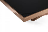 87" Black And Gold Glass And Stainless Steel Pedestal Base Dining Table - Homeroots - Flyclothing LLC