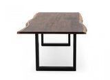 102" Brown And Black Solid Wood And Metal Sled Base Dining Table - Homeroots