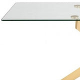 63" Clear And Gold Rectangular Glass And Stainless Steel Dining Table - Homeroots
