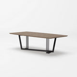 107" Walnut And Black Rectangular Geo Trestle Wood Dining Table - Homeroots