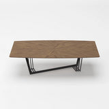 107" Walnut And Black Rectangular Geo Trestle Wood Dining Table - Homeroots