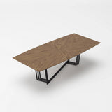 107" Walnut And Black Rectangular Geo Trestle Wood Dining Table - Homeroots
