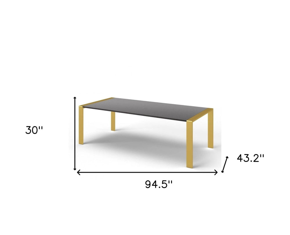 95" Gray And Brass Stainless Steel Dining Table - Homeroots - Flyclothing LLC