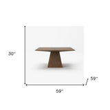 59" Walnut Square Solid Manufactured Wood Dining Table - Homeroots