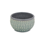 8" Aqua Textural Tone On Tone Ceramic Indoor Outdoor Round Pot Planter - Homeroots