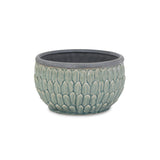 8" Aqua Textural Tone On Tone Ceramic Indoor Outdoor Round Pot Planter - Homeroots