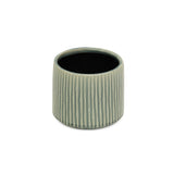 6" Green Striped Ceramic Indoor Outdoor Round Pot Planter - Homeroots - Flyclothing LLC
